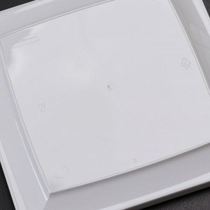 Набор одноразовых тарелок, 17,2?17,2 см, квадратные, плоские, 6 шт, цвет белый
