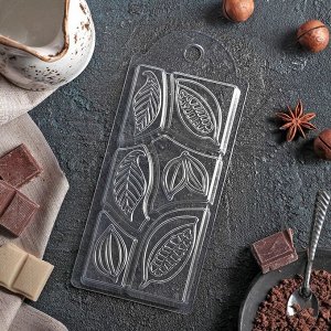 Форма для шоколада и конфет «Какао дольки», 7x15x1 см, цвет прозрачный