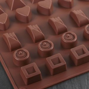 Форма для шоколада Доляна «Коробка конфет», 27?23?1,5 см, 30 ячеек