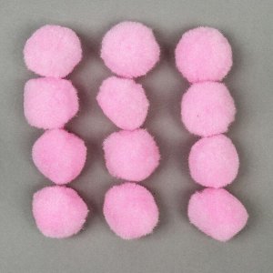 Набор текстильных деталей для декора «Бомбошки» 12 шт. набор, размер 1 шт: 3 см, цвет розовый