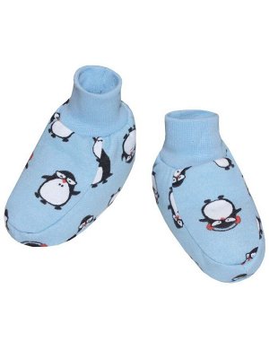 Пинетки новогодние голубые "Милые пингвины" для новорождённых (74110)