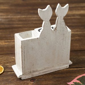 Вечный календарь настольный «Пара кошек», 18x6x22 см, дерево