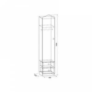 Шкаф комбинированный "Амели" с ящиком 400х420х1905 дуб млечный