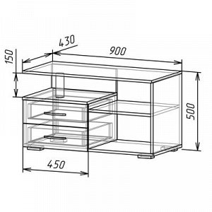 Тумба под ТВ 900 ? 430 ? 500 Ясень шимо темный/Ясень шимо светлый