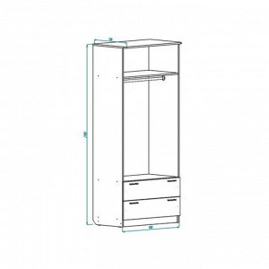 Шкаф 2-х створчатый с ящиками ШР-2 2100х900х550 Дуб выбеленный/Венге