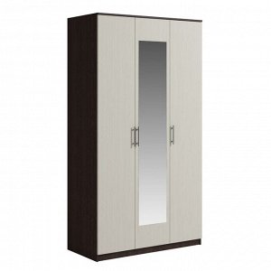 Шкаф 3-х дверный с зеркалом Светлана, 2200х1200х540, Венге/Дуб молочный