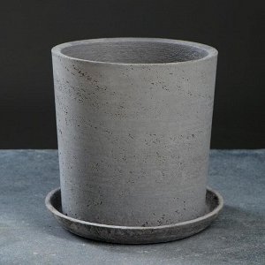 Горшок цветочный "Цилиндр Ролл" бетон, графит, 4 л