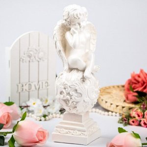 Статуэтка "Ангел на шаре" белый, 35 см