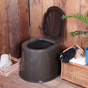 Туалет дачный, h = 35 см, без дна, с креплением к полу, коричневый