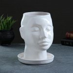 Фигурное кашпо &quot;Голова&quot; 24х19см белое