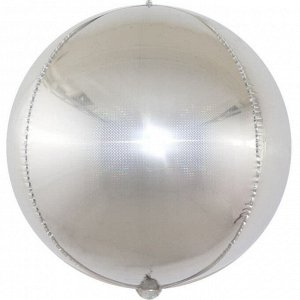550041 Шар 3D сфера, фольга,  24"/61 см, голография, серебро стерео кристалл (Falali)