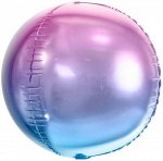180015 Шар 3D сфера, фольга,  24&quot;/61 см, сиреневый, градиент (Falali)