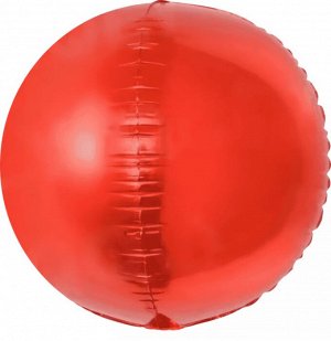 180010 Шар 3D сфера, фольга,  24"/61 см, красный (Falali)