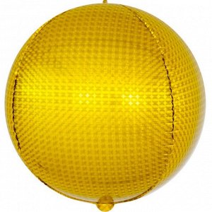 550045 Шар 3D сфера, фольга,  24"/61 см, голография, золото стерео (Falali)