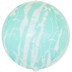 550049 Шар 3D сфера, фольга,  24"/61 см,  мрамор бирюзовый (Falali)