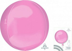 3911201 Шар 3D сфера, фольга,  16"/40 см, розовый нежный (AN), инд. уп.