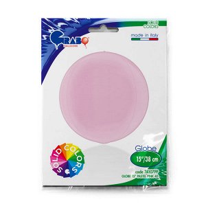 1209-0276 Шар 3D сфера, фольга,  15"/38 см, розовый матовый/Pink (GRABO), инд. уп.