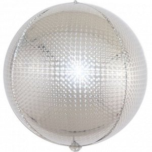 550043 Шар 3D сфера, фольга,  24"/61 см, голография, серебро стерео (Falali)