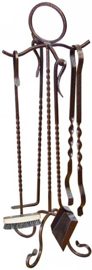 Комплект для камина (кочерга, совок, веник, щипцы)