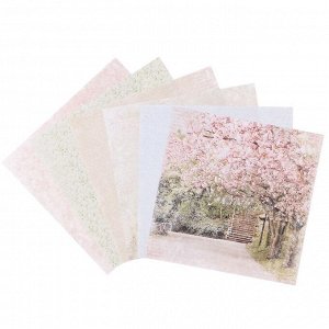 Набор бумаги для скрапбукинга  "Вишнёвый сад" 20х20 см, 6 листов 190 гр/м2