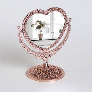 Зеркало настольное «Ажур», двустороннее, с увеличением, зеркальная поверхность 10,5 - 9 см, цвет бронзовый