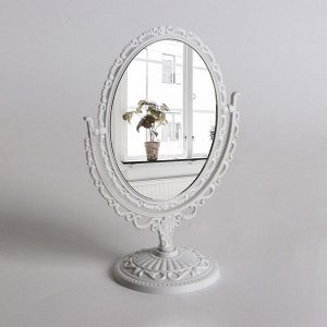 Зеркало настольное, двустороннее, с увеличением, зеркальная поверхность 9 ? 12,5 см, цвет белый