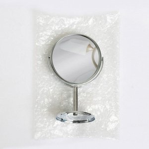Зеркало на ножке, двустороннее, с увеличением, d зеркальной поверхности 9,5 см, цвет серебряный