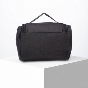 Косметичка-сумочка, отдел на молнии, с крючком, 3 наружных кармана, цвет чёрный