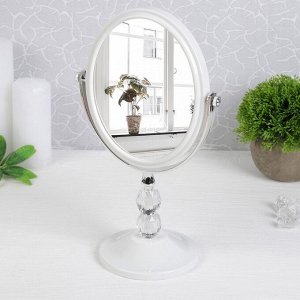 Зеркало настольное, двустороннее, с увеличением, зеркальная поверхность 11,7 - 14,5 см, цвет белый/прозрачный