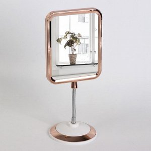 Зеркало настольное, на гибкой ножке, двустороннее, с увеличением, зеркальная поверхность 12,5 - 16 см, цвет медный/белый
