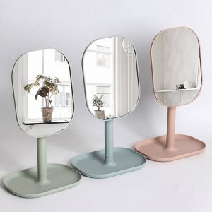 Зеркало с подставкой для хранения, зеркальная поверхность 15,5 ? 19,5 см, цвет МИКС