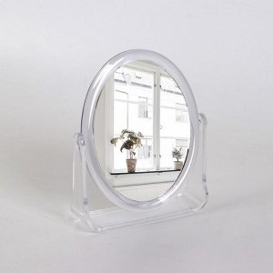 Зеркало настольное, двустороннее, зеркальная поверхность 9 - 12 см, цвет прозрачный
