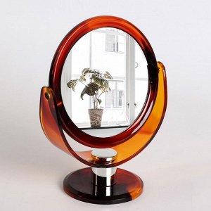 Зеркало настольное, двустороннее, с увеличением, d зеркальной поверхности 10 см, цвет «янтарный»