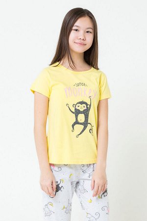 Комплект для девочки КБ 2685 лимонный + обезьянки на меланже