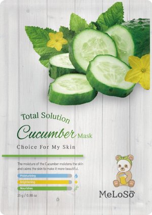 Meloso Total solution cucumber mask Маска тканевая на основе огурца, 25 гр