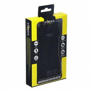Аккумулятор мобильный FORZA, 10000 мАч, 2 USB, 1А, пластик, 2 цвета