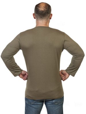 Мужская футболка хаки-олива с длинным рукавом №1017