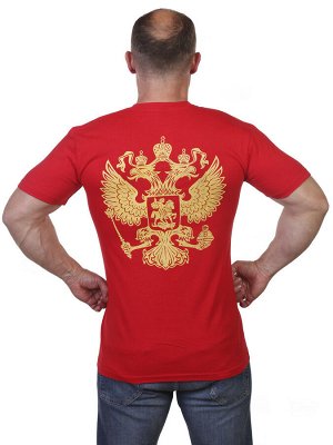Футболка Красная футболка с гербом России - отличный патриотический атрибут в летний мужской гардероб! №22
