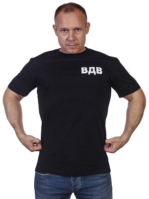 Футболка Черная уставная футболка ВДВ 303А – минимум декора, натуральный хлопок, фабричное качество №303А