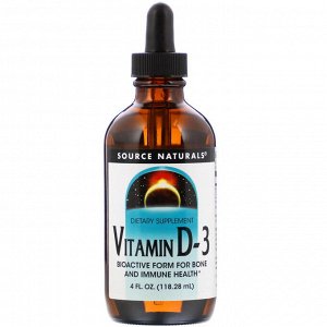 Source Naturals, Витамин D-3, 4 жидкие унции (118,28 мл)