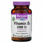 Bluebonnet Nutrition, Витамин D3, 5000 МЕ, 120 растительных капсул