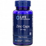 Life Extension, цинк в капсулах, высокая эффективность, 50 мг, 90 вегетарианских капсул