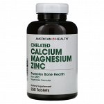 American Health, Chelated Calcium Magnesium Zinc, 250 таблеток