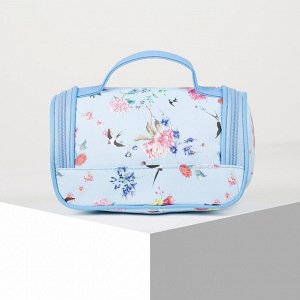 Косметичка-сумка, отдел на молнии, зеркало, цвет голубой