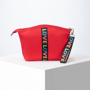 Косметичка-сумочка, отдел на молнии, с ручкой, цвет красный