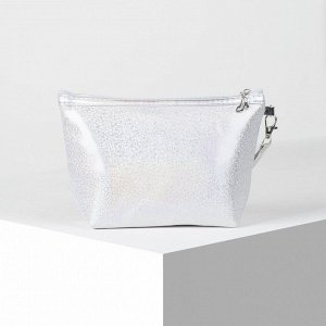 Косметичка-сумочка, отдел на молнии, с ручкой, цвет серебро