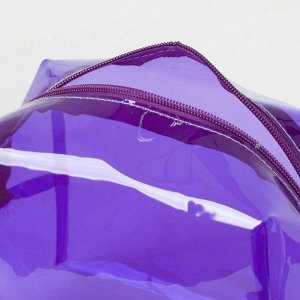 Косметичка ПВХ, отдел на молнии, с ручкой, цвет фиолетовый