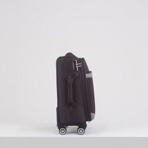 Чемодан малый 20", отдел на молнии, наружный карман, с расширением, кодовый замок, 4 колеса, цвет кофе