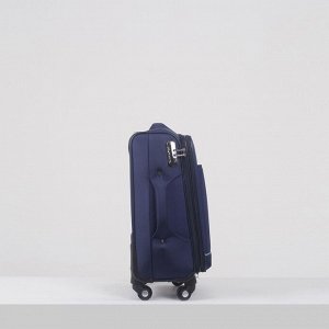 Чемодан малый 20", отдел на молнии, наружный карман, с расширением, кодовый замок, 4 колеса, цвет синий