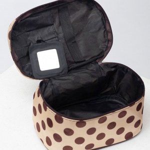 Косметичка-сумочка, отдел на молнии, с зеркалом, цвет бежевый/коричневый